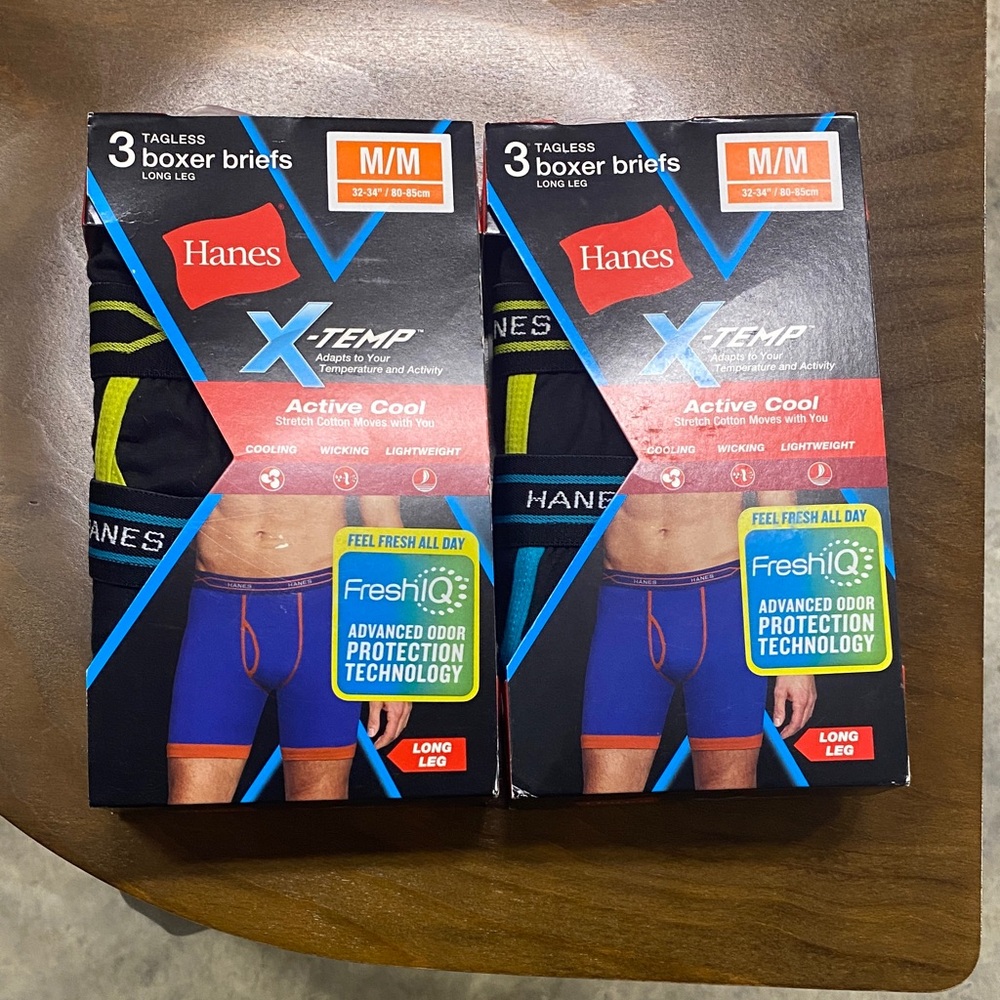Hanes X-Temp Active Cool Boxer Briefs - Black and Blue
